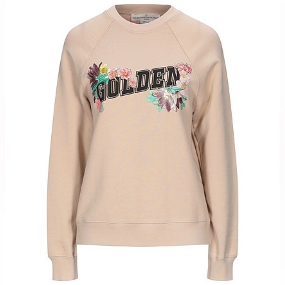 Golden Goose Floral Graphic Sweatshirt in Tan / Beige NWT